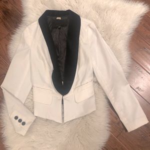 Guess white black velvet collar blazer